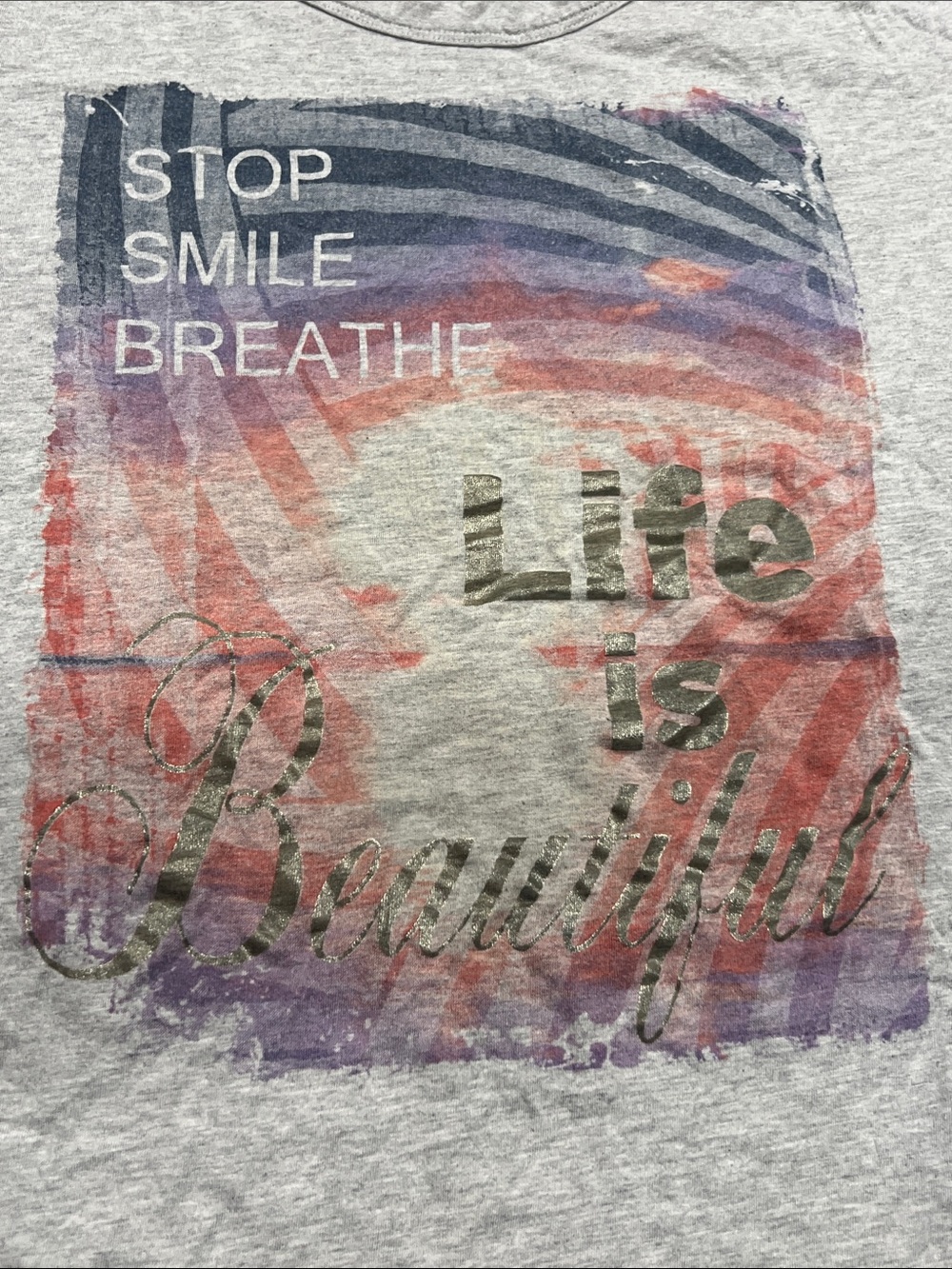 Avenue Life Is Beautiful women’s Graphic Tee - Gray 30/32 z27